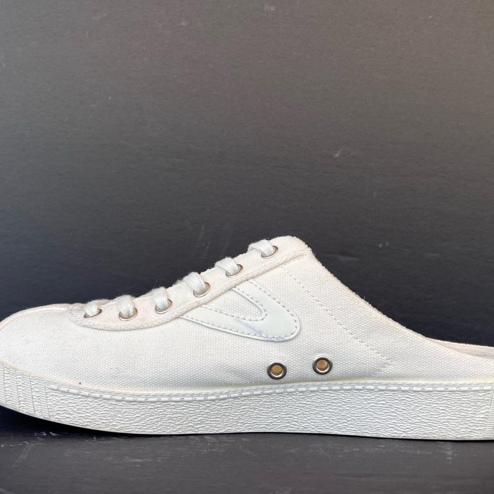 Tretorn Cream Canvas Mules - Picture 2 of 9